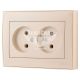 LEZARD RAIN Розетка подвійна б/з ПБТ, перлинно-білий перламутр з боковою вставкою