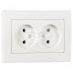 LEZARD RAIN Розетка подвійна б/з ПБТ, білий з боковою вставкою