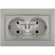 LEZARD MIRA Розетка подвійна з/з, сірий металік