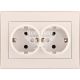 LEZARD RAIN Розетка подвійна з/з ПБТ, крем боковою вставкою