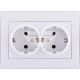 LEZARD RAIN Розетка подвійна з/з ПБТ, білий з боковою вставкою