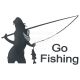 Наклейка з написом GO FISHING (дівчина) 23x16 чорна