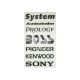Наклейка з написом в ряд (System, Audiobahn, PROLOGY, BOSS, PIONER, KENWOOD, SONY) (чорн.) 28х14