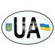 Наклейка UA (овал біле тло прапор та герб) 17,5х11,5