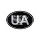 Наклейка UA (овал чорне тло) (силікон) 6,7х4,6