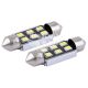 Лампочка 2-ох цокольна LED T11_C5W SMD біла 6-діодів 12V-5Вт SV8.5-8 36мм. CANbus (Solar) (к-т.-2шт.) (SL1362)