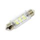 Лампочка 2-х цокольная LED T11_C5W SMD белая 6-диодов 24V-5 Вт SV8.5-8 39мм. (Solar) (к-т.-2шт.) (SL2551)