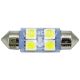 Лампочка 2-ох цокольна LED T11_C5W SMD біла 4-діоди 12V-5Вт SV8.5-8 36мм. (Solar) (упак.-10шт.) (LS250_P)