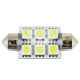 Лампочка 2-ох цокольна LED T11_C5W SMD біла 6-діодів 12V-5Вт SV8.5-8 39мм. (Solar)(упак.-10шт.) (LS253_P)