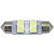 Лампочка 2-ох цокольна LED T11_C5W SMD біла 4-діоди 12V-5Вт SV8.5-8 39мм. (Solar)(упак.-10шт.) (LS251_P)