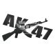 Наклейка з написом AK-47 22x14,5 чорна (62-37)