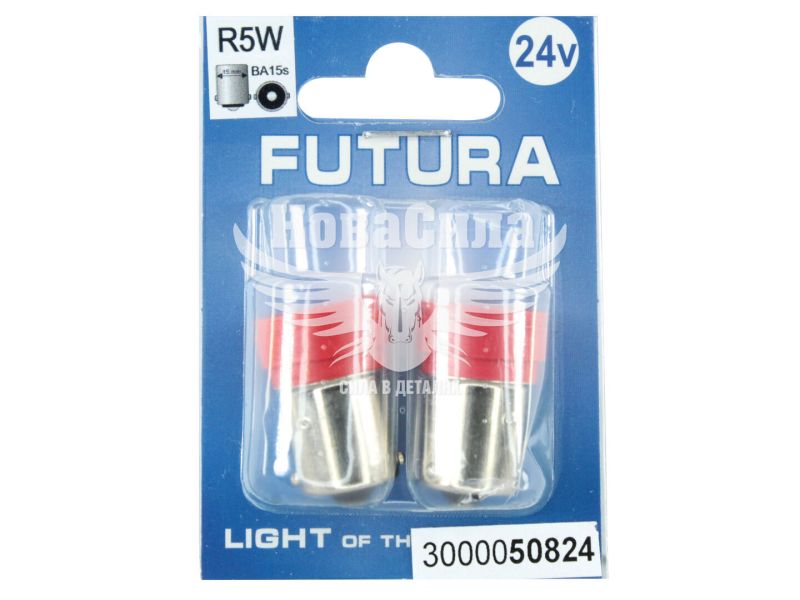 Лампочка 1-но конт. черешня червона LED SMD 24V 6-діодів R5W BA15s (Futura) (к-т.-2шт.)