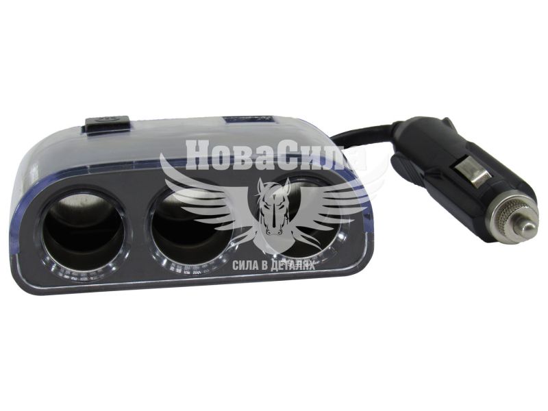Розгалужувач прикурювача 3в1+2USB+подовж. (Olesson) (13.6V, 1,2A)
