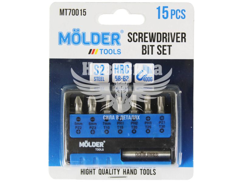 Набір біт 15 од. 25мм. з тримачем магнітним (Molder Tools)