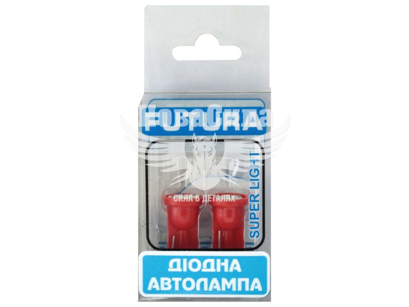 Лампочка без цоколя LED T10_W5W SMD червона 6-діодів 12V W2.1x9.5d (Futura) (к-т. 2шт.)