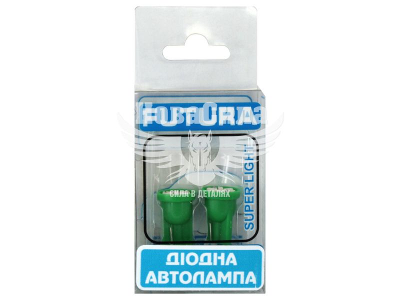 Лампочка без цоколя LED T10_W5W SMD зелена 6-діодів 12V W2.1x9.5d (Futura) (к-т. 2шт.)