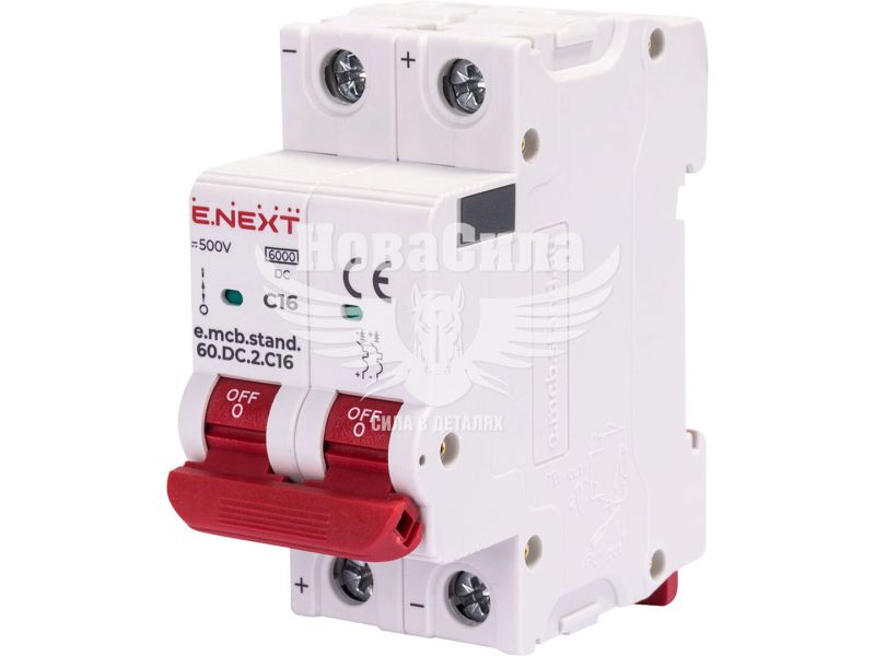 Автоматичний вимикач E.NEXT e.mcb.stand.60.DC.2.C16 2P C16A 6kA 2М (s081019)