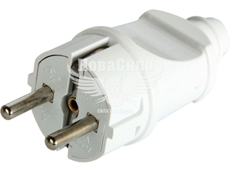 Вилка електрична E.NEXT e.plug.straight.003.16,з заземленням, 16А пряма біла (s9100002)