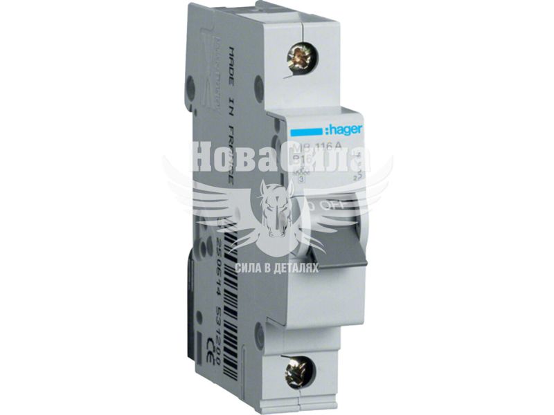 Автоматичний вимикач Hager 1P B16A 6kA 1М (MB116A)