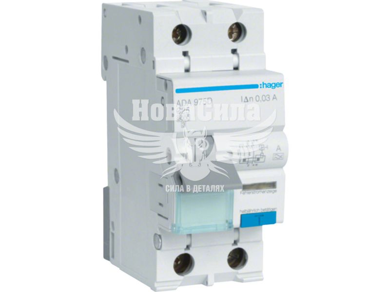 Диференціальний автомат Hager 1P+N C25A 6kA 30mA тип A (ADA975D)