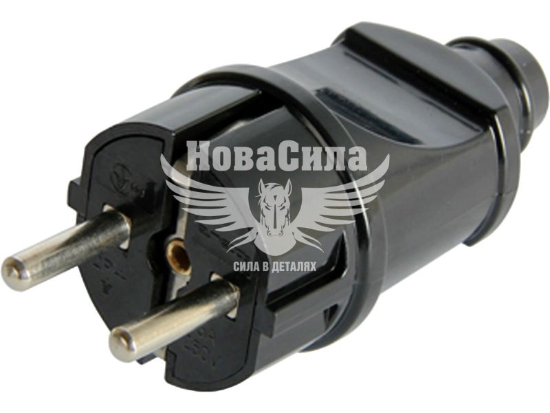 Вилка електрична E.NEXT e.plug.straight.004.16,з заземленням, 16А пряма чорна (s9100003)