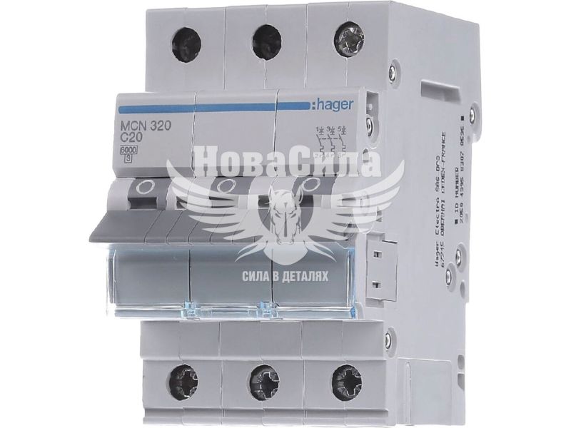 Автоматичний вимикач Hager 3P C20A 6kA 3M (MCN320)