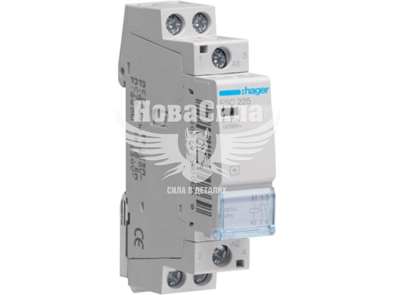 Контактор Hager 25А, 2NO (НВ), 230В 1М (ESC225)