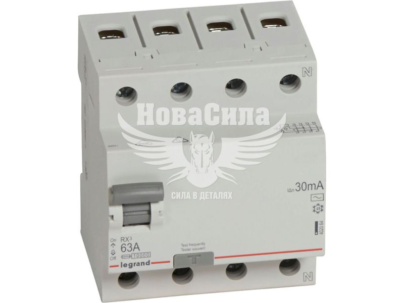 Вимикач диференціального струму LEGRAND RX3 3P+N 63А 30mA AC (ПЗВ) (402064)