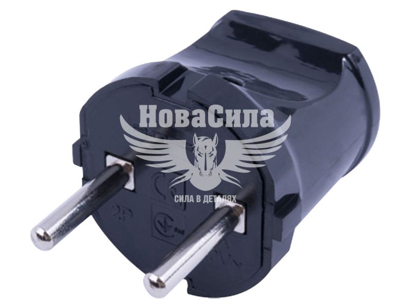 Вилка електрична E.NEXT e.plug.002.10, без заземленням,10А, чорна (s9100045)