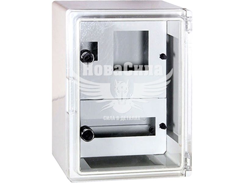 Корпус удароміцний з АБС-пластика E.NEXT e.plbox.250.330.130.1f.2m.tr, 250х330х130мм, IP65 з прозорими дверцятами, панеллю під 1 - фазний лічильник та 2 модулі (CP5211)