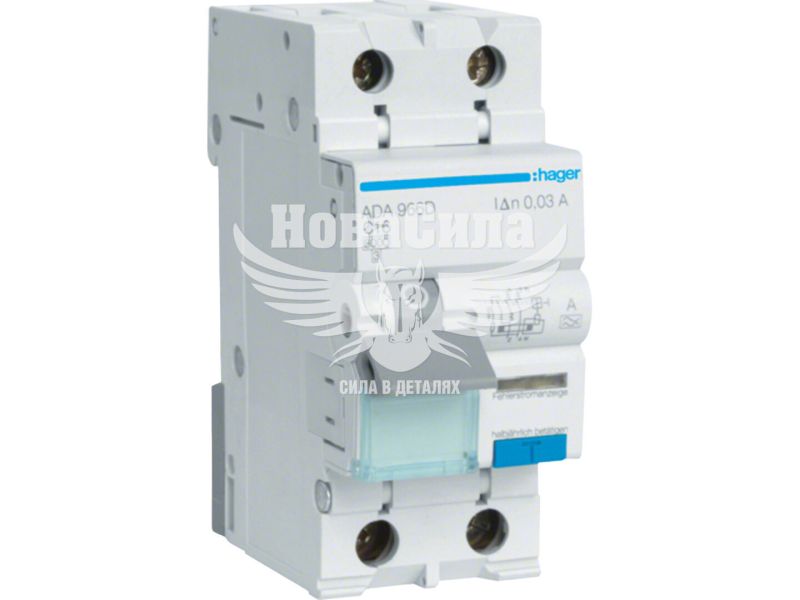 Диференціальний автомат Hager 1P+N C16A 6kA 30mA тип A (ADA966D)