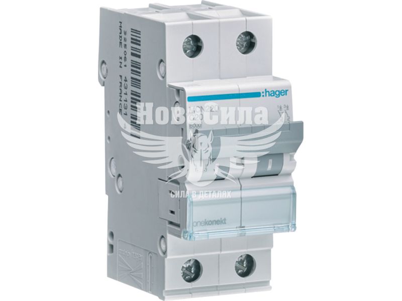 Автоматичний вимикач Hager 2P C20A 6kA 2М (MCN220)