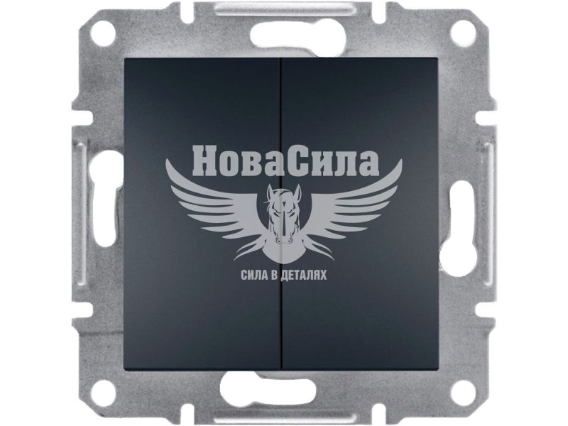 Вимикач подвійний Schneider Electric Asfora антрацит, без рамки (EPH0300171)
