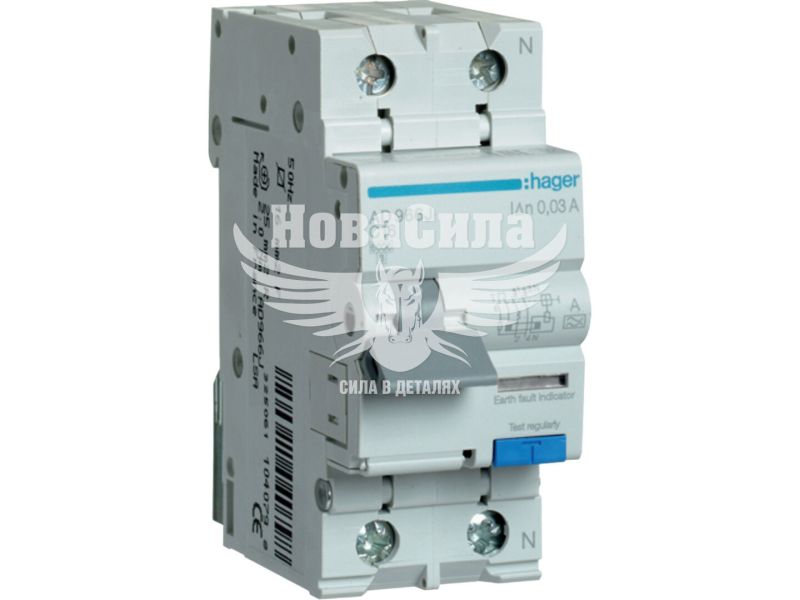 Диференціальний автомат Hager 1P+N C16A 6kA 30mA тип А (AD966J)
