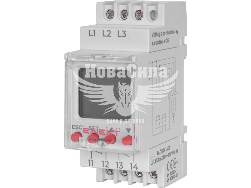 Реле контролю напруги та струму трифазне E.NEXT e.control.v06 цифрове (p0690011)