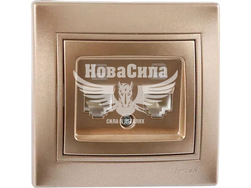Розетка комп'ютерна подвійна Lezard Mira RJ45 CAT5, світло-коричневий перламутр (701-3131-141)