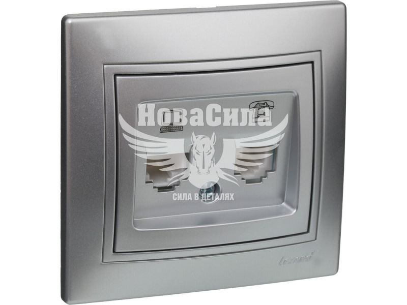 Розетка комп'ютер + телефон Lezard Mira RJ45 CAT5 + RJ11, сірий металік (701-1010-143)