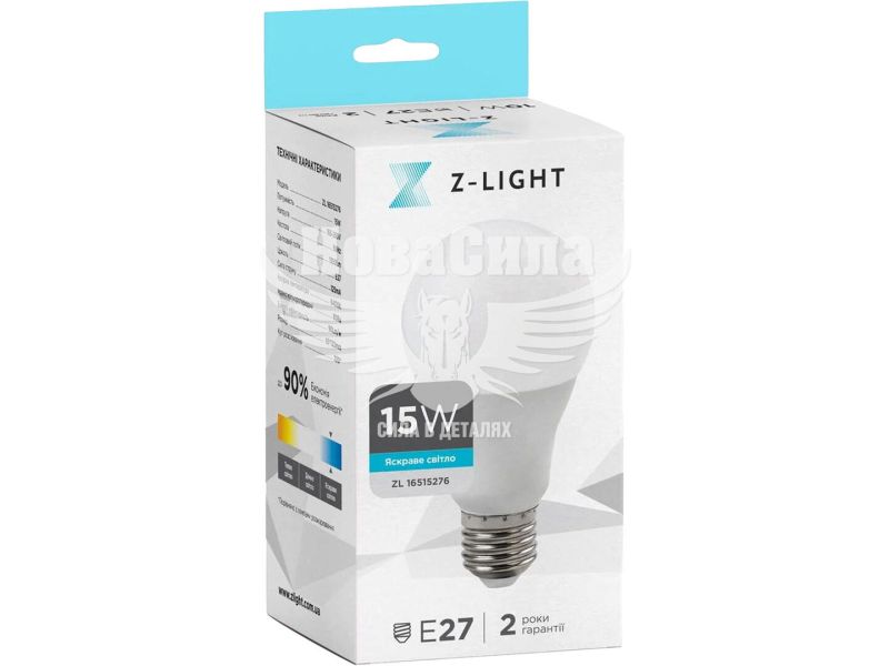 Світлодіодна лампа Z-Light E27 15Вт 6400K A60 (16015276)