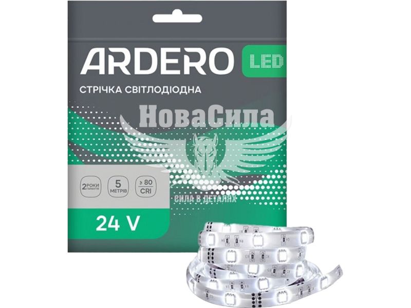 Світлодіодна стрічка Ardero LS812ARD 24В 9.6Вт/м 6500K IP20 5м (8143)
