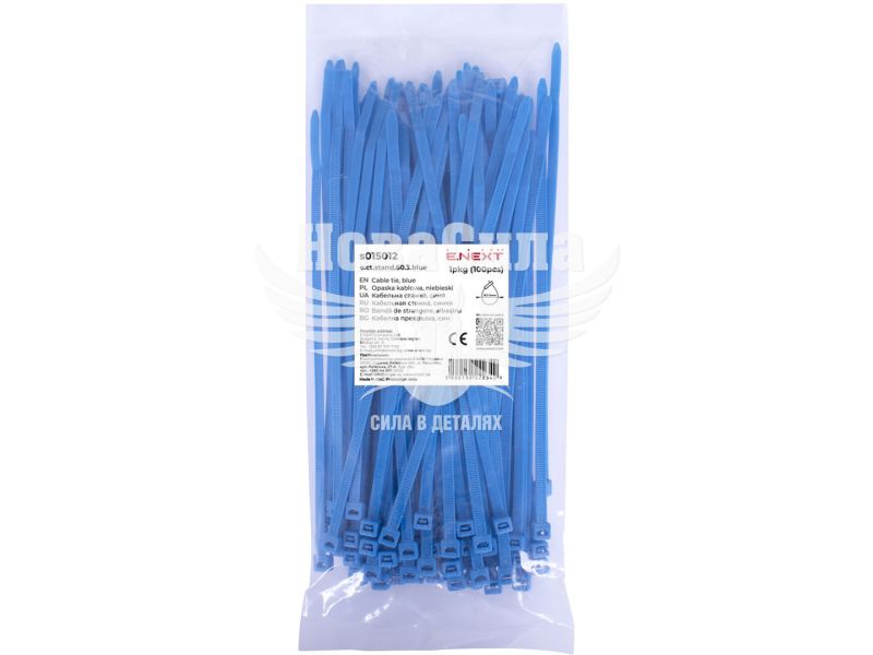 Кабельна стяжка (хомут) 3х60мм E.NEXT e.ct.stand.60.3.blue (100шт), синя (s015012)