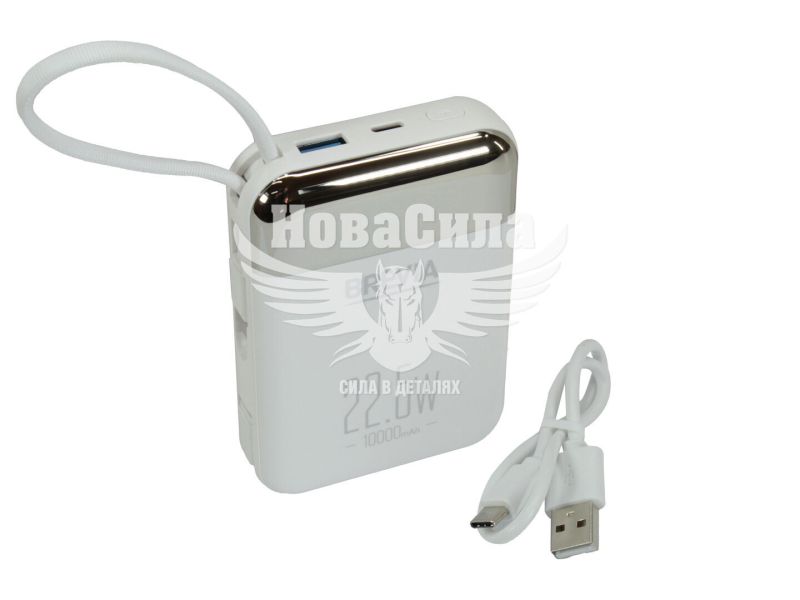 Портативний зарядний пристрій 10000mah (Brevia) 22,5W Li-Pol, LCD, Type-C + Lightning Cable (45122)