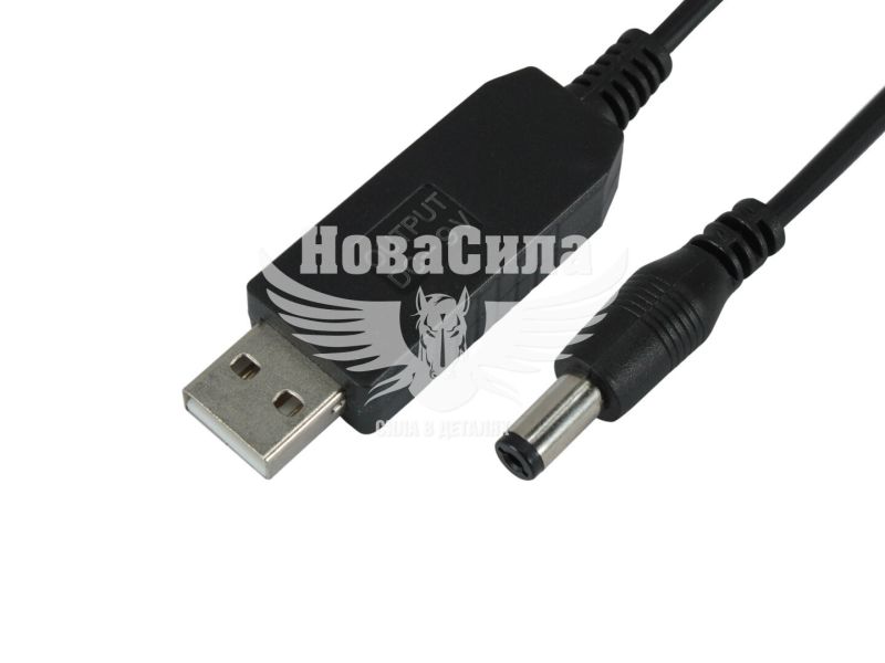 Кабель перехідник USB для живлення роутера 5v-9v чорний (КНР) (5.5х2.1мм. 1м.) (7000006669)