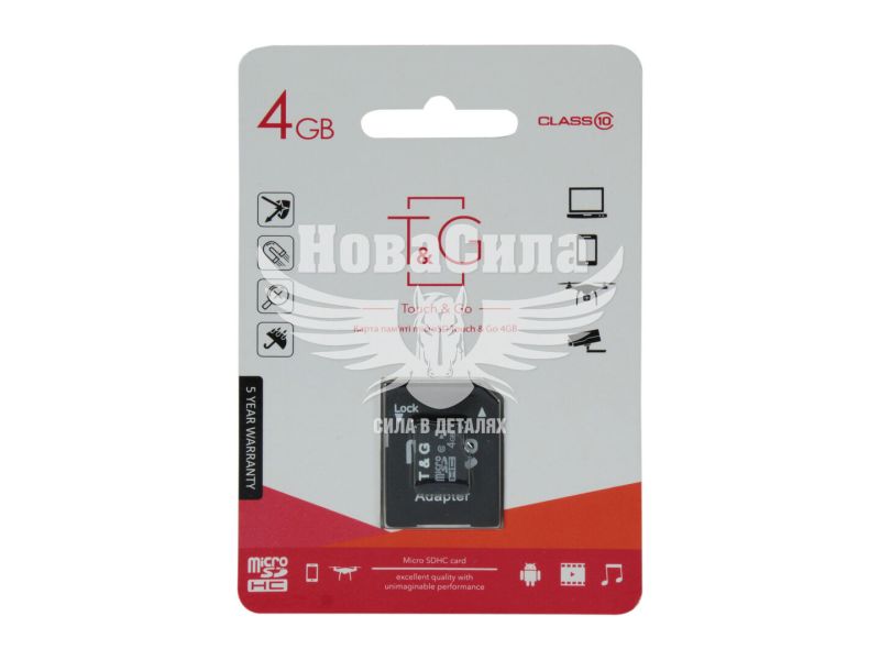 Флешка (microSD) 4GB Class 10 (T&G) з адаптером (T&G-4GBSDCL10-01)