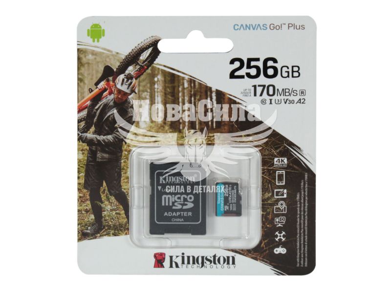 Флешка (microSD) 256GB Class 10 (Kingston) Go Plus з адаптером (SDCG3/256GB)