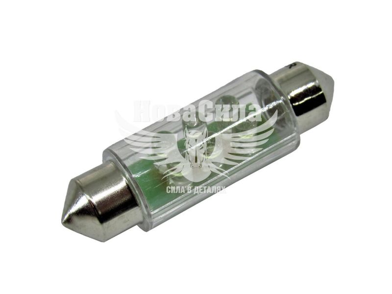 Лампочка 2-ох цокольна LED T11_C5W LEDS біла 6-діодів 24V-5Вт SV8.5-8 39мм. (Solar)(упак.-10шт.) (LF196_P)