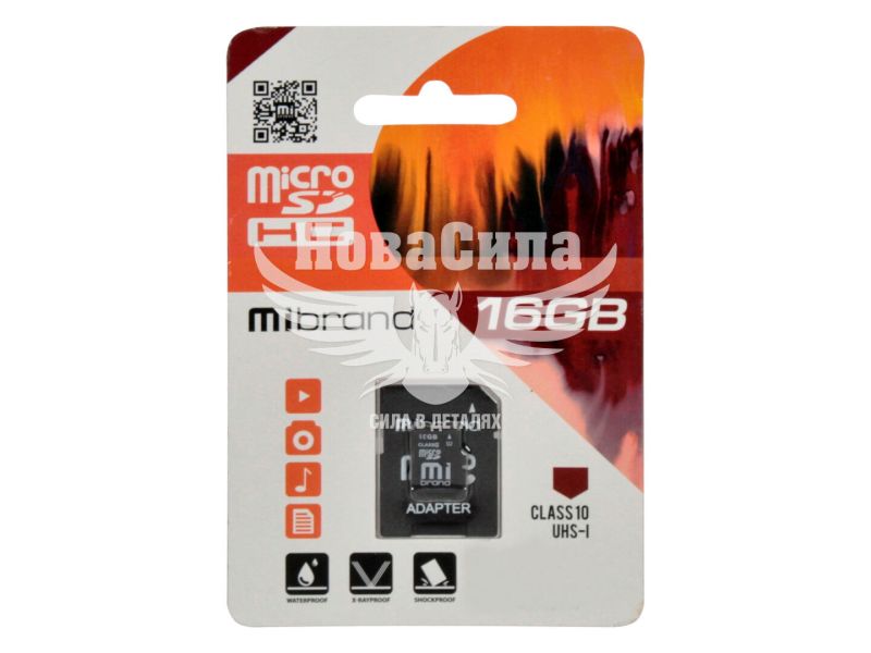 Флешка (microSD) 16GB Class 10 (Mibrand) з адаптером (MICDHU1/16GB-A)