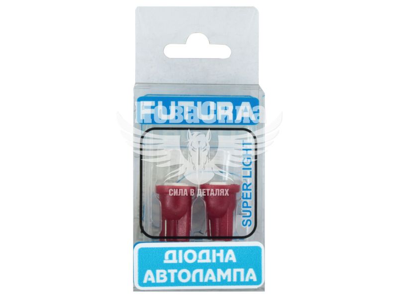 Лампочка без цоколя LED T10_W5W SMD червона 1-діод 12V W2.1x9.5d (Futura) (к-т. 2шт.) (30514)