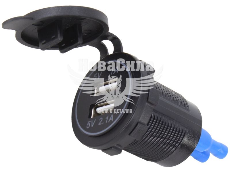 Зарядне для портативних пристроїв 5V (КНР) 2USB-A 2.1A (врізне) (біла підсвітка) (047359)