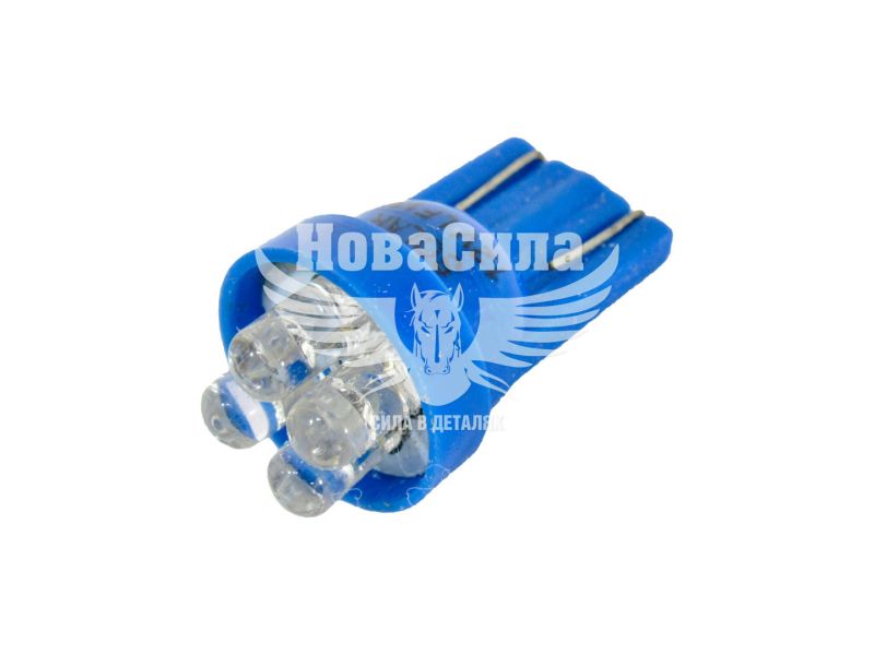 Лампочка без цоколя LED T10_W5W LEDS синя 4-діоди 12V W2.1x9.5d (Solar) (упак.-10шт.) (LF132(K10))