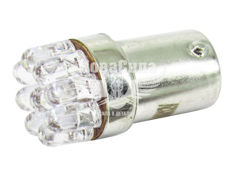 Лампочка 1-но конт. груша біла LED 12V 9-діодів P21W BA15s (Solar) (к-т.-4шт.) (LF171_P)
